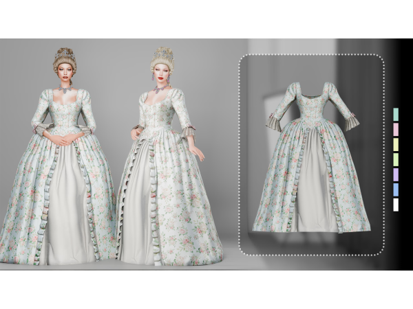 Alpha Rococo Gown Dress - The Sims 4 Custom Content