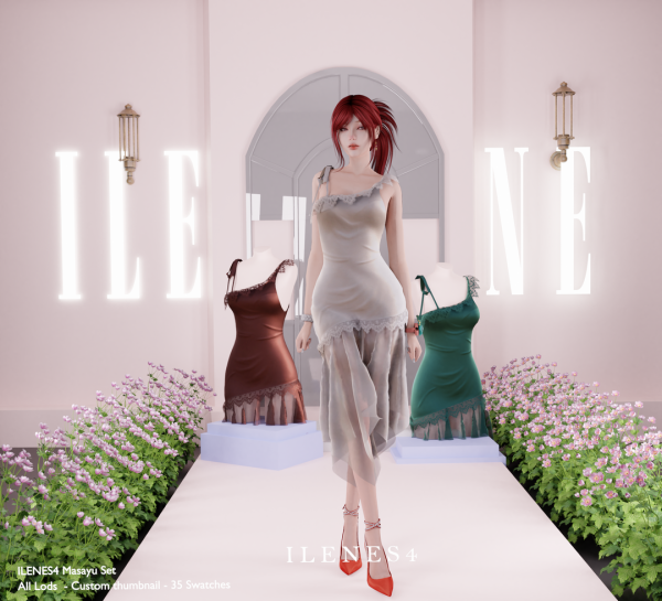 Alpha ILN Masayu Gala Dress by ilenes4 - The Sims 4 Custom Content