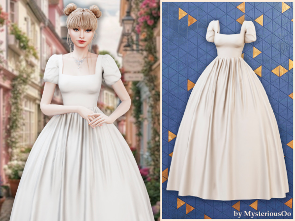 Sims 4 Alpha Wedding Dresses CC: Romantic puff sleeve gown by MysteriousOo