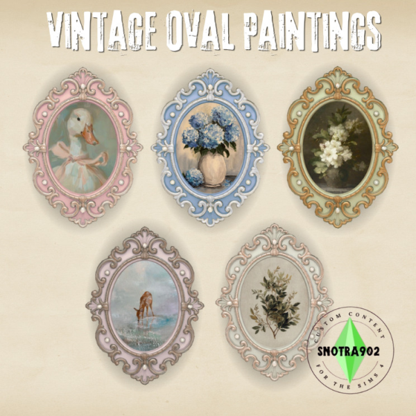 Mix Vintage Oval Paintings by simsfinds - The Sims 4 Custom Content