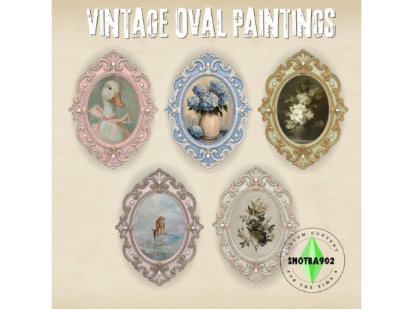 Mix Vintage Oval Paintings by Snotra902 - The Sims 4 Custom Content