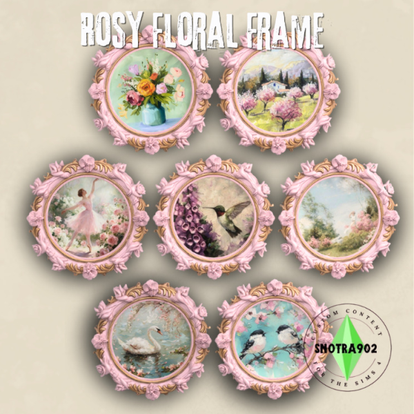 Mix Rosy Floral Frame by simsfinds - The Sims 4 Custom Content