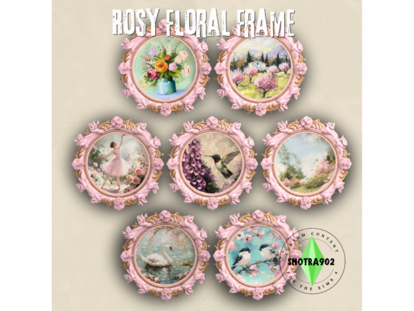 Mix Rosy Floral Frame by Snotra902 - The Sims 4 Custom Content