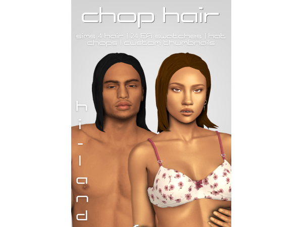 Maxis Match chop hair by hilandcc - The Sims 4 Custom Content