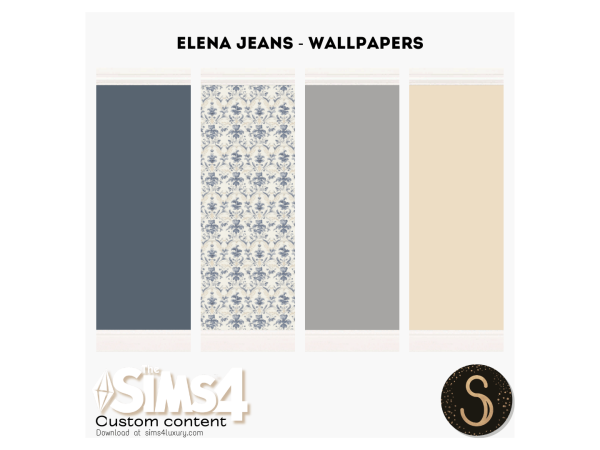 Sims 4 Maxis Mix Walls CC: Sims4Luxury - Elena Jeans - Wallpapers