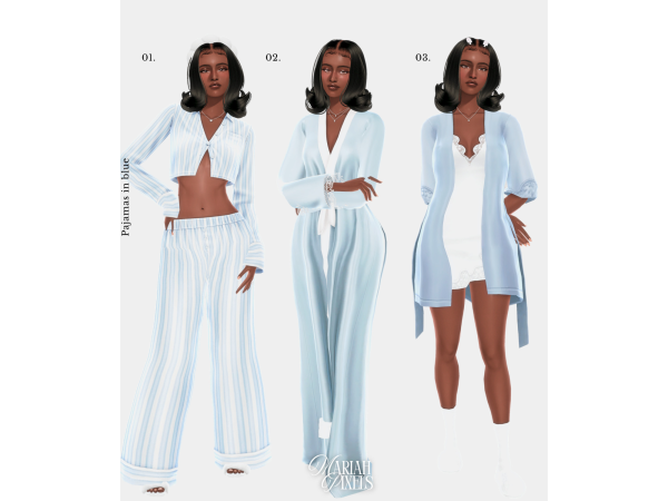 Sims 4 Maxis Mix Female Sleepwear CC: Pajamas in Blue | Mariah Pixels