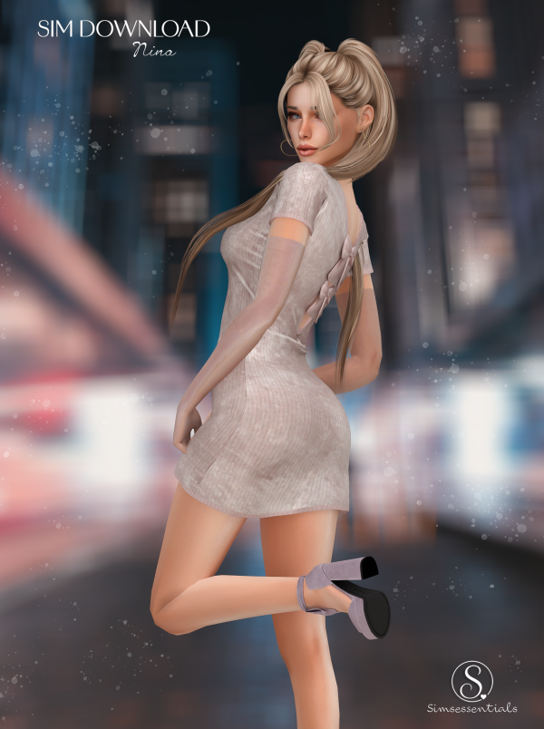 Alpha Maria Bow Dress Sim Download by simsfinds - The Sims 4 Custom Content