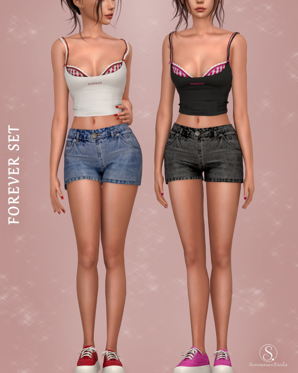 Alpha Forever Set Shorts Tank Top by simsfinds - The Sims 4 Custom Content