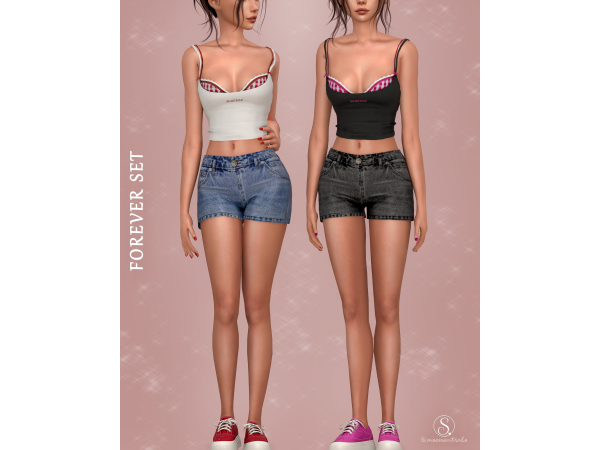Alpha Forever Set Shorts Tank Top by Simsessentials - The Sims 4 Custom Content