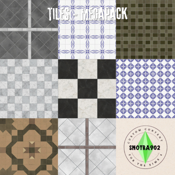 Mix Tiles Floor Megapack by simsfinds - The Sims 4 Custom Content