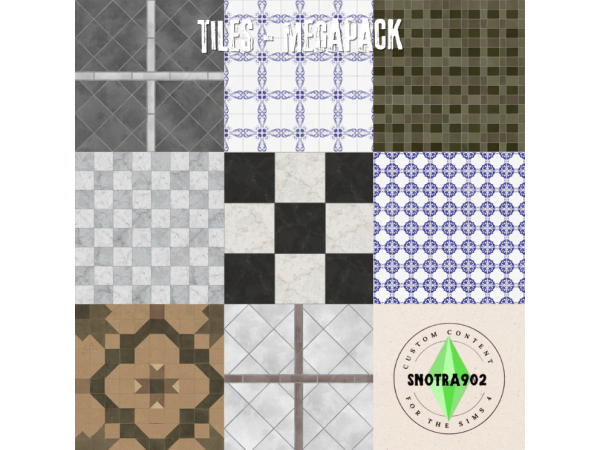 Sims 4 Maxis Mix Build Mode CC: Tiles Floor - Megapack By Snotra902