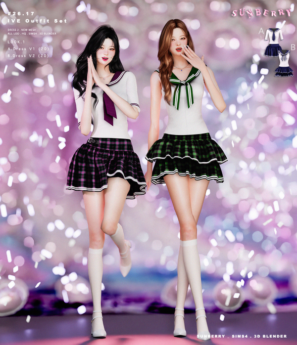 Alpha [SUNBERRY]2617_IVE Outfit Set by simsfinds - The Sims 4 Custom Content