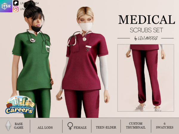 Mix MEDICAL SCRUBS SET PANTS by thesimsresource - The Sims 4 Custom Content