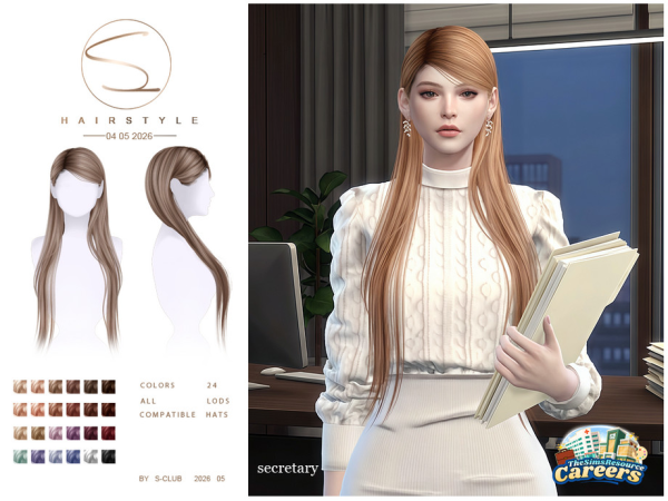 Alpha S CLUB LONG HAIRSTYLE Careers Collection Club by S - The Sims 4 Custom Content