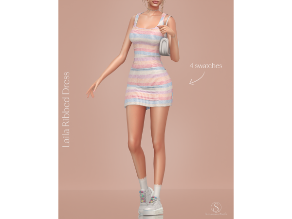 Alpha Laila Ribbed Dress by Simsessentials - The Sims 4 Custom Content