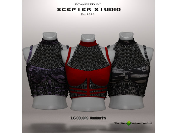 Alpha Onyx Net Lace Layered Top by Scepter - The Sims 4 Custom Content