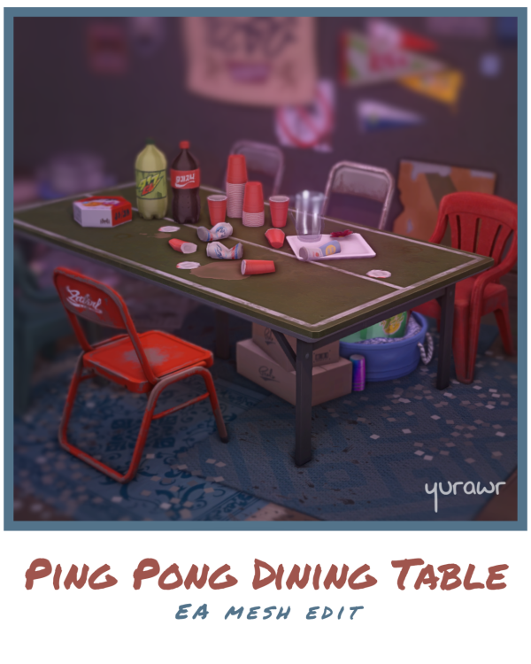 Maxis Match Ping Pong Dining table by simsfinds - The Sims 4 Custom Content
