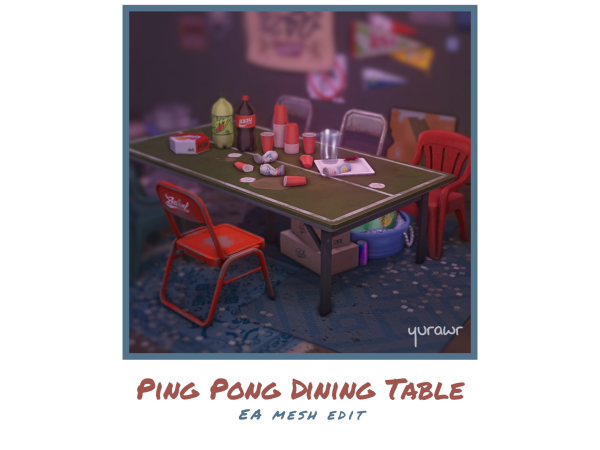 Sims 4 Maxis Match Dining Room CC: Ping Pong Dining table by yurawrrr