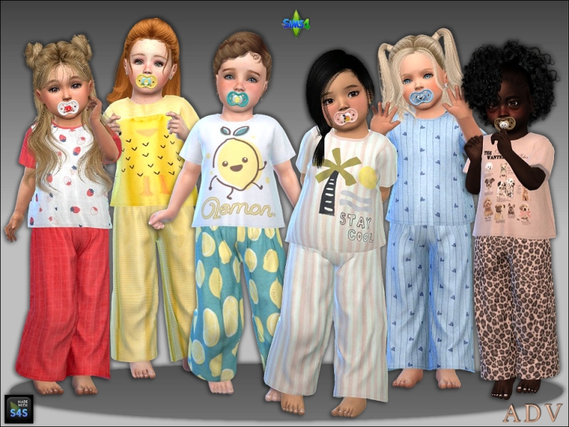Mix Pajamas and pacifiers for toddler girls by artedellavita_mabra - The Sims 4 Custom Content