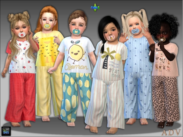 Sims 4 Maxis Mix Toddlers Female Clothes CC: Pajamas and pacifiers for toddler girls