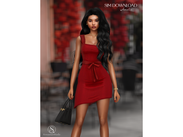 Triss Bow Dress + Sim Download by Simsessentials