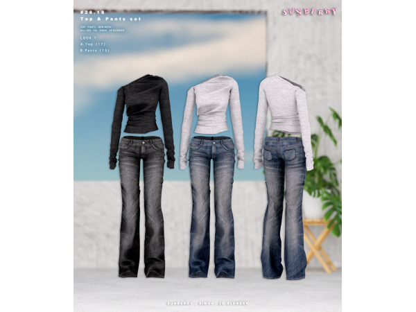 Alpha [SUNBERRY]2618_Top Pants Set - The Sims 4 Custom Content