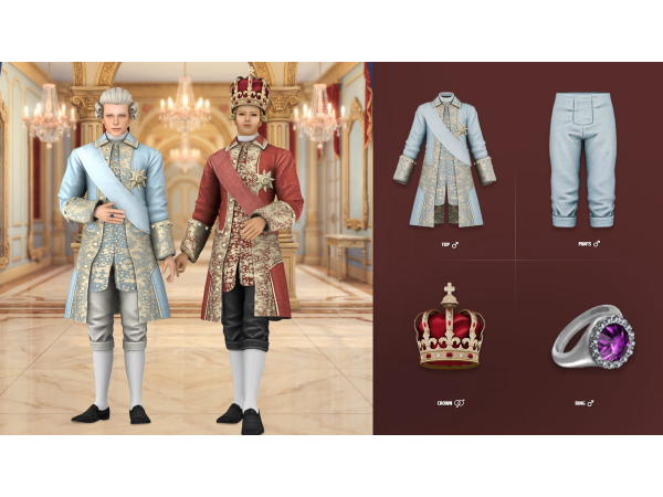 Sims 4 Alpha Male Outfits CC: ROCOCO MALE SET