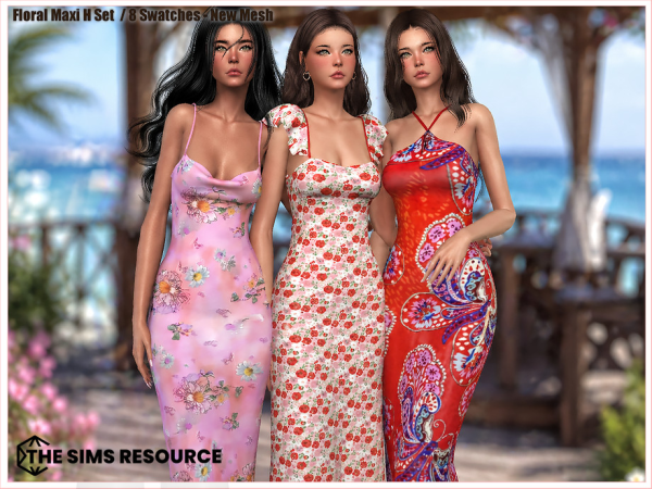 Alpha Set Floral Maxi H Collection by Harmonia - The Sims 4 Custom Content
