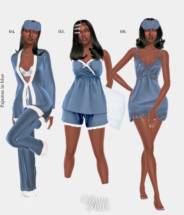 Mix Pajamas in Blue Mariah Pixels by simsfinds - The Sims 4 Custom Content