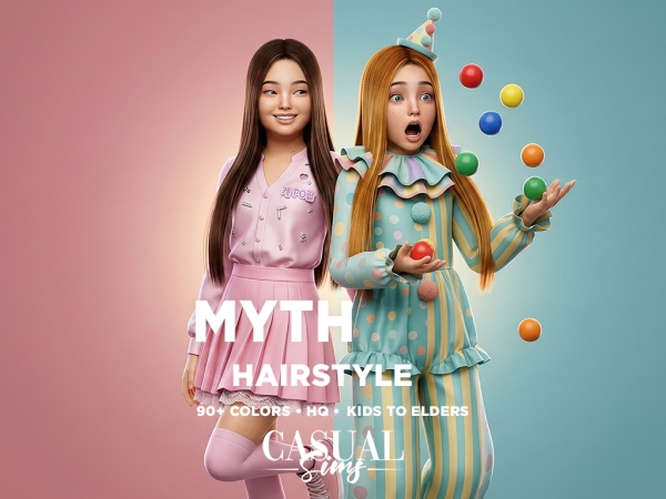 Alpha Myth Hairstyle (No bangs) KIDS - The Sims 4 Custom Content
