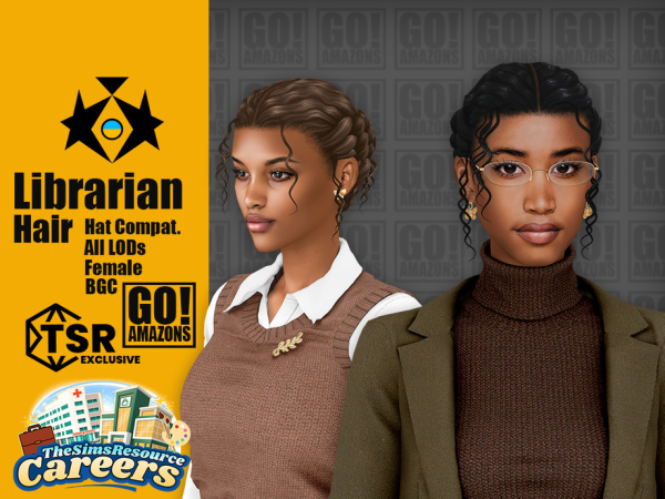 Maxis Match Librarian Hair - The Sims 4 Custom Content