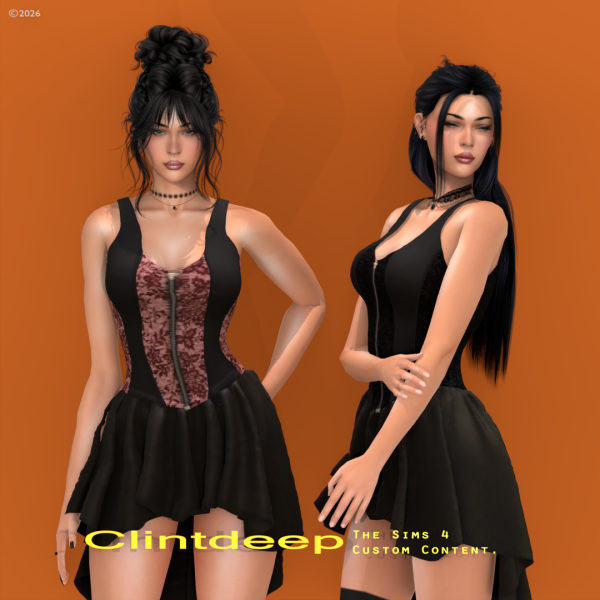 Alpha Clintdeep Léa Goth Corset Dress by clintdeep - The Sims 4 Custom Content