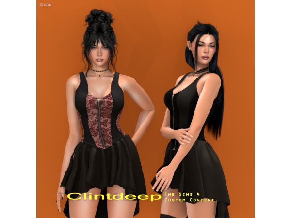 Alpha Clintdeep Léa Goth Corset Dress - The Sims 4 Custom Content