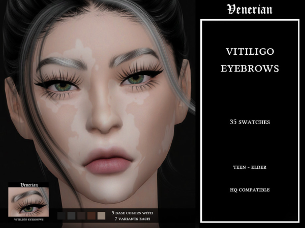 Sims 4 Alpha Male Eyebrows CC: Vitiligo Eyebrows by Venerian