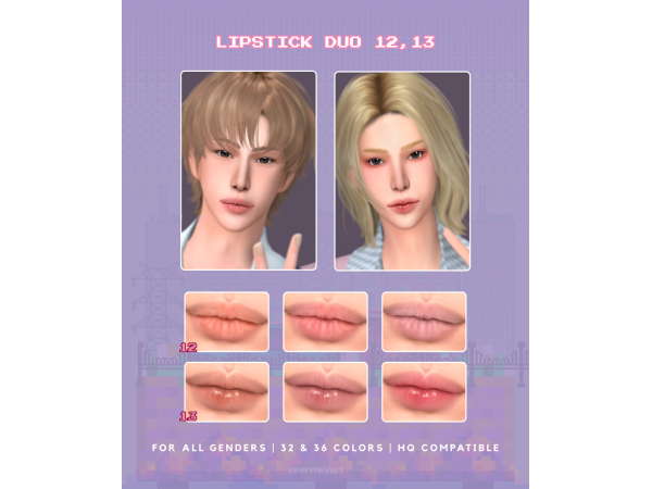 Sims 4 Maxis Mix Male Makeup CC: ohmyheart lipstick duo 12,13