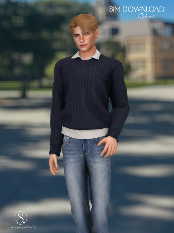 Alpha Gustav Pullover with Shirt Sim by simsfinds - The Sims 4 Custom Content