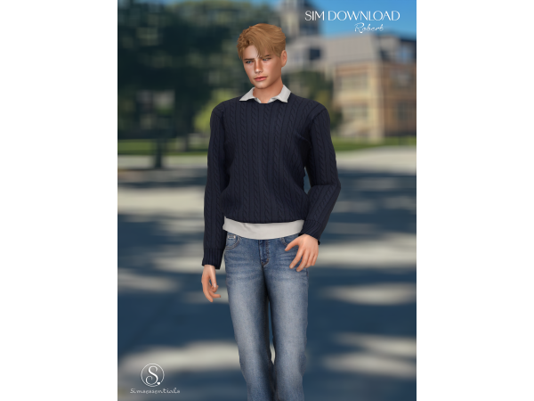 Alpha Gustav Pullover with Shirt Sim by Simsessentials - The Sims 4 Custom Content