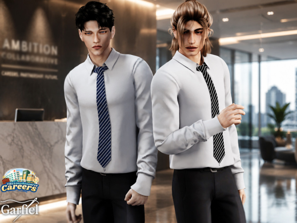 Alpha Adult Professional office shirt and tie set for business looks by Garfiel - The Sims 4 Custom Content