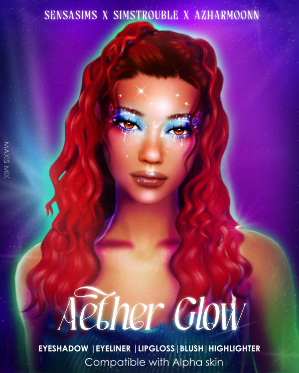 Maxis Match Aether Glow Makeup SET Collection Sensasims Simstrouble Azharmoonn by sensasims - The Sims 4 Custom Content