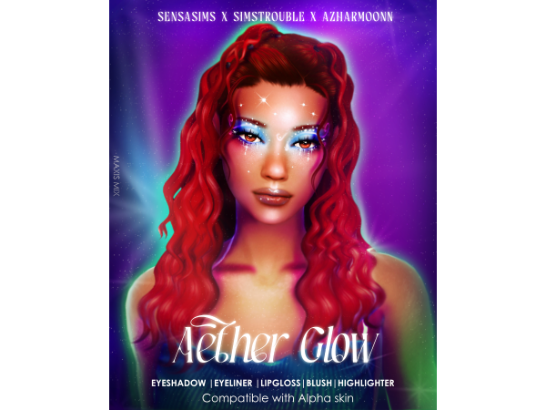 Maxis Match Aether Glow Makeup SET Collection Sensasims Simstrouble Azharmoonn - The Sims 4 Custom Content