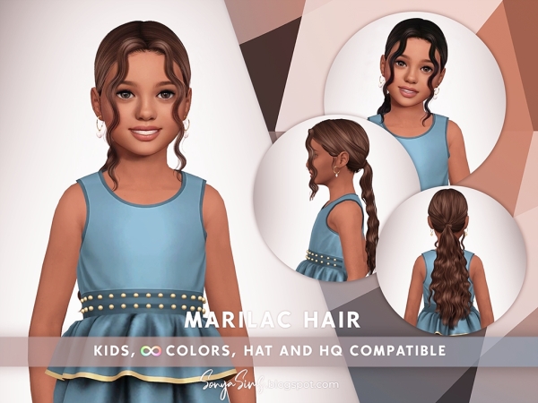 Alpha Marilac Hair With Bangs Kids - The Sims 4 Custom Content