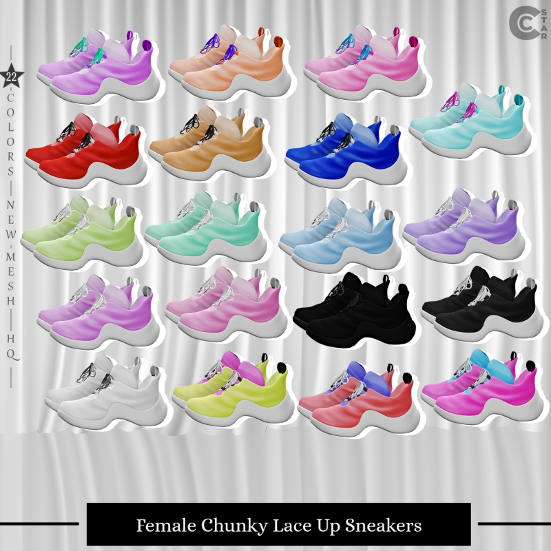Maxis Match Female Chunky Lace Up Sneakers by cool_content_star - The Sims 4 Custom Content