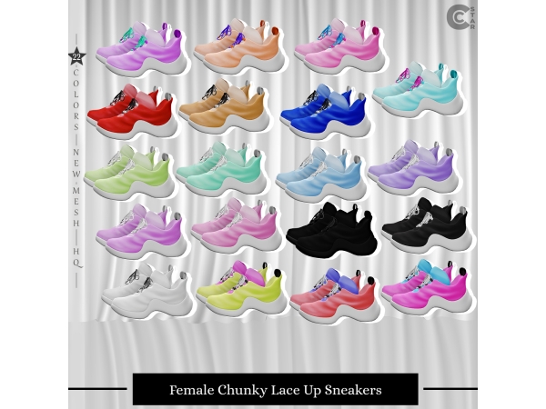 Maxis Match Female Chunky Lace Up Sneakers - The Sims 4 Custom Content