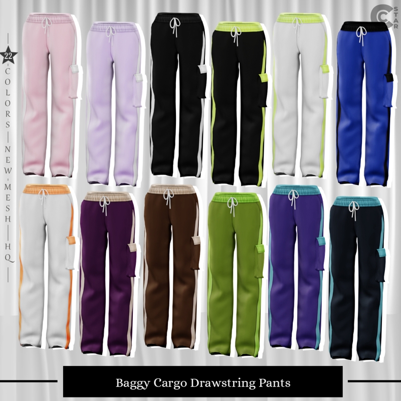 Maxis Match Baggy Cargo Drawstring Pants cool_content_star by cool_content_star - The Sims 4 Custom Content