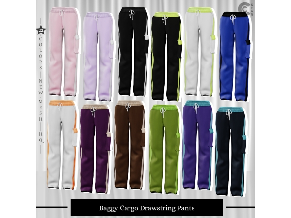 Maxis Match Baggy Cargo Drawstring Pants cool_content_star - The Sims 4 Custom Content