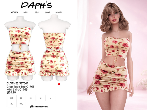 Alpha Daph's Crop Tube Top and Mini Skirt - The Sims 4 Custom Content