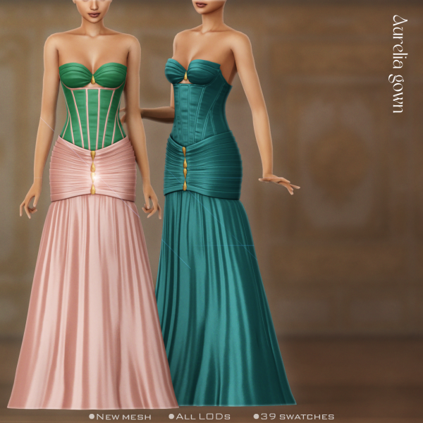 Alpha [Belaoallure] Aurelia pleated gown by simsfinds - The Sims 4 Custom Content