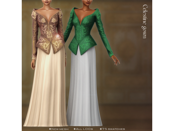 Alpha [Belaoallure] Celestine corset gown - The Sims 4 Custom Content