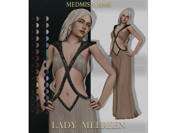 Sims 4 Maxis Match Gown Dresses CC: LADY MEEREEN by medmish