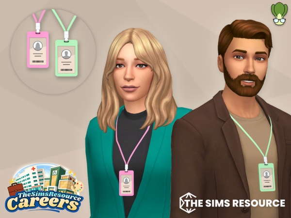 Maxis Match Employee ID Card With Neck Strap Set - The Sims 4 Custom Content